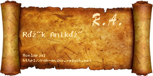 Rák Anikó névjegykártya