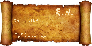 Rák Anikó névjegykártya